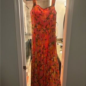 Talbots Orange Fruit Print Maxi Dress